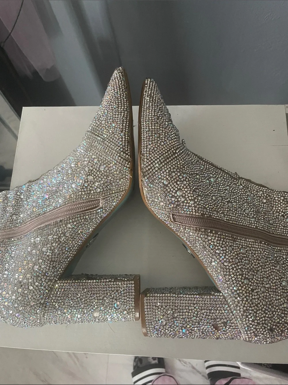 Betsey Johnson Sparkling Crystal-Embellished Women's Ankle Boots - Silver